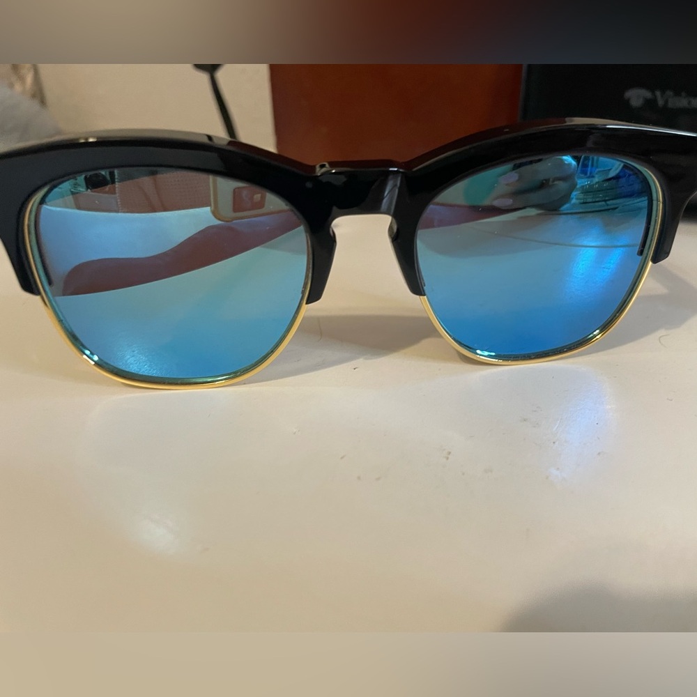 Wildfox Black and Blue Polarized/Reflective Sunglasses